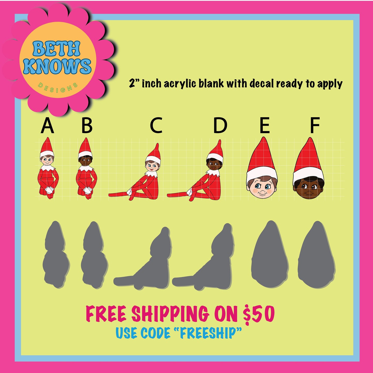 elf on the shelf acrylic blanks for badge reels