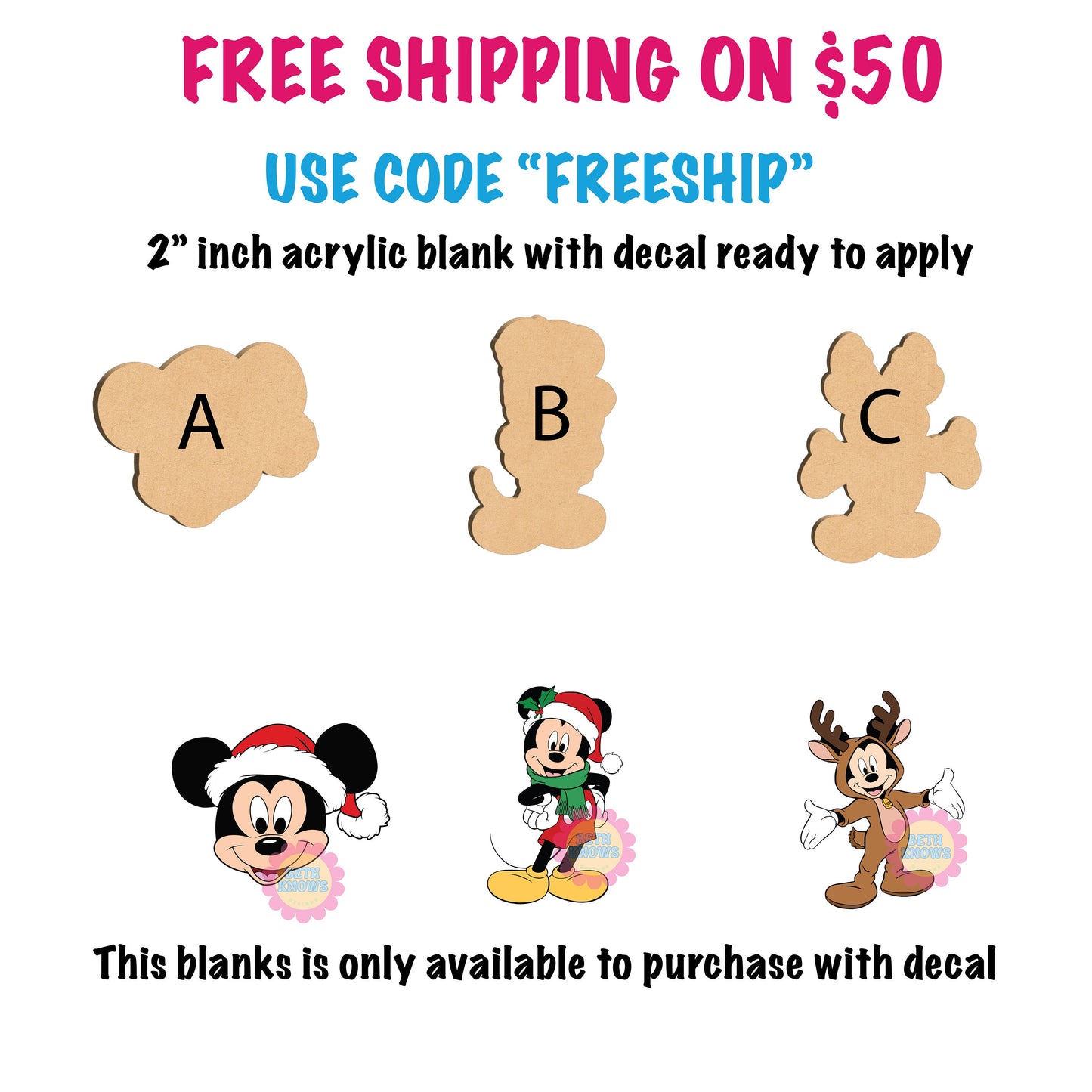 reindeer mouse acrylic blank for badge reel