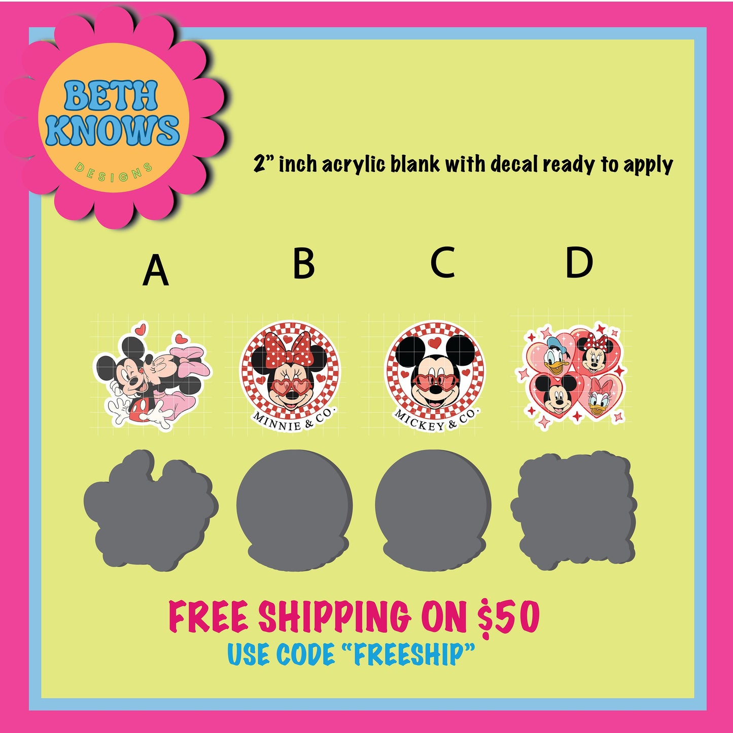mouse valentine Acrylic Blanks for badge reels