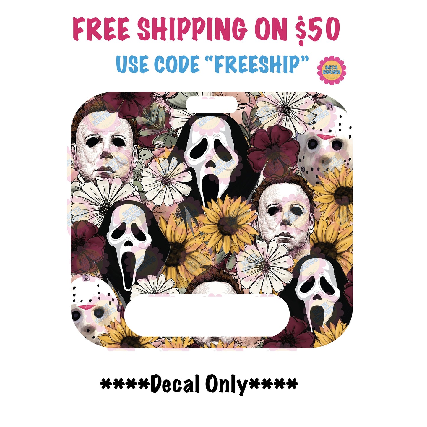 Horror friends Floral Acrylic Blank for badge reel