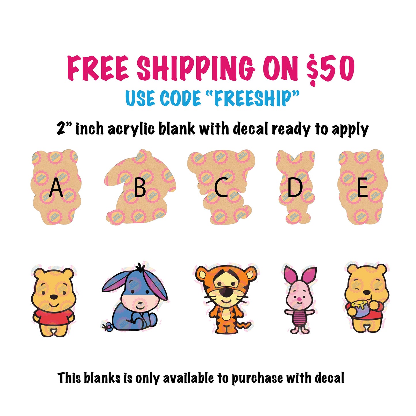 winnie n friends acrylic blanks for badge reels