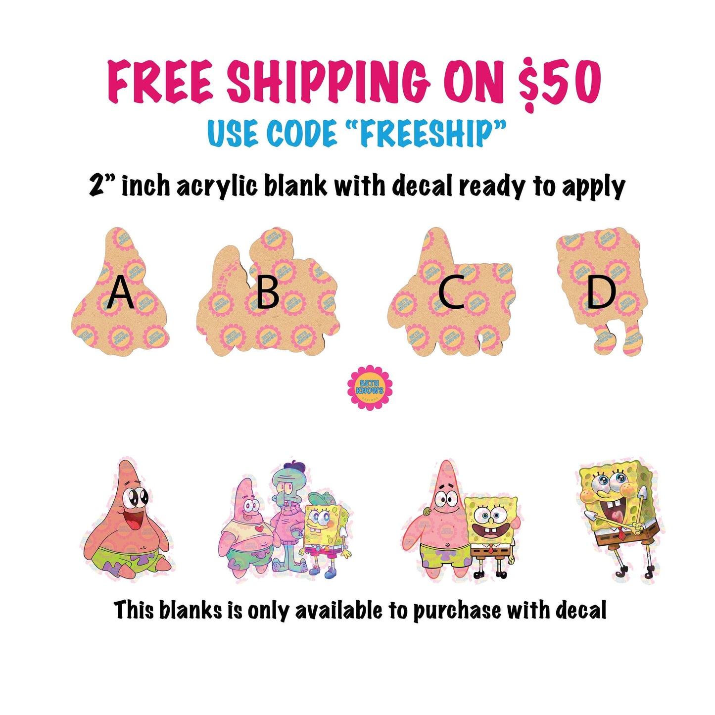 spongebob Acrylic Blanks for badge reels