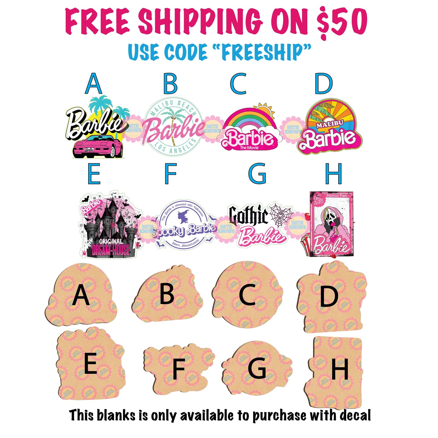Pink and spooky barbs Acrylic Blanks for badge reels
