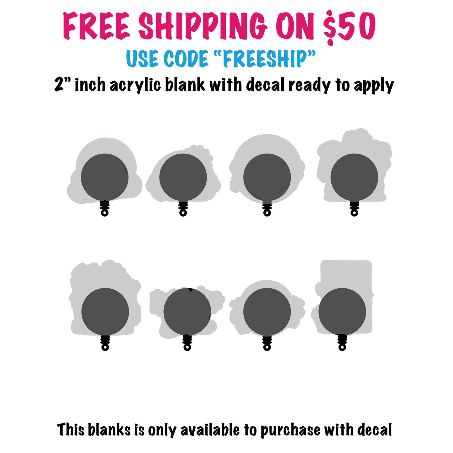 Pink and spooky barbs Acrylic Blanks for badge reels