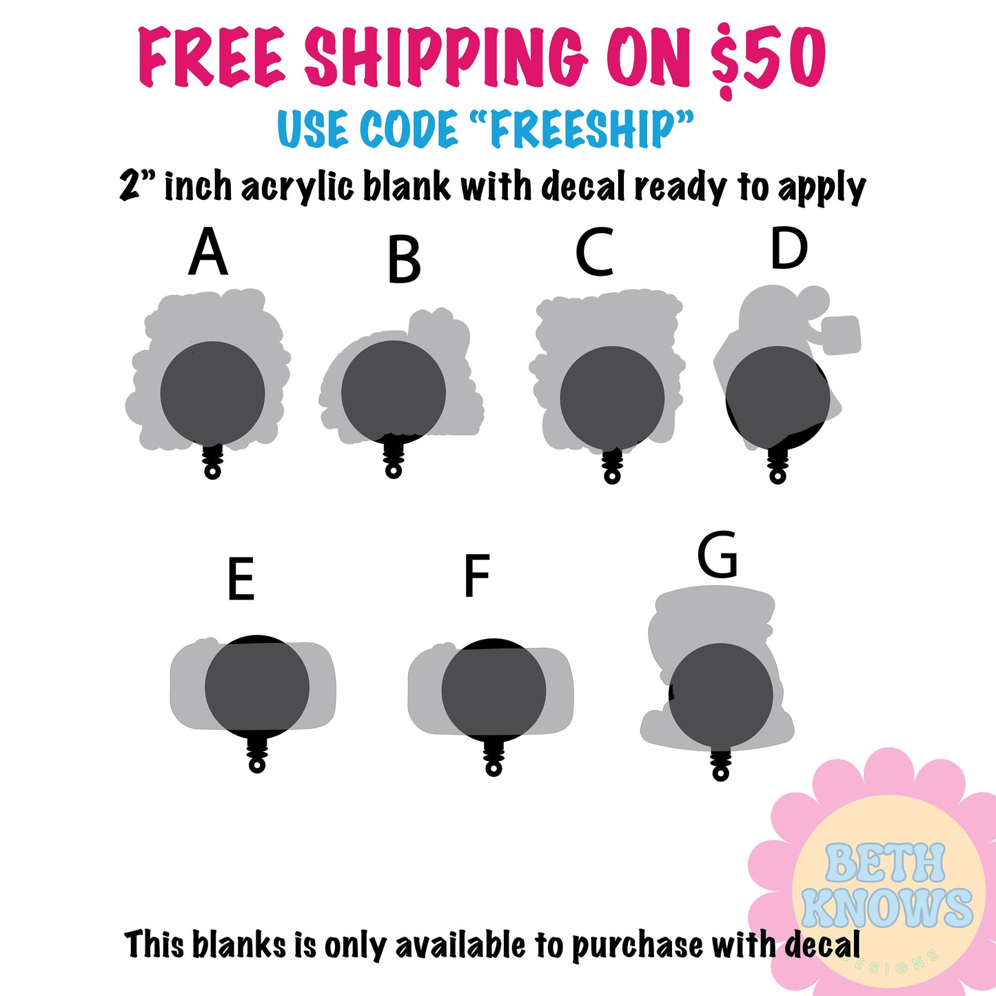 mental health 3.0 Acrylic Blanks for badge reels