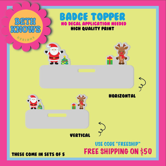 Santa and reindeer Blank for badge reel topper