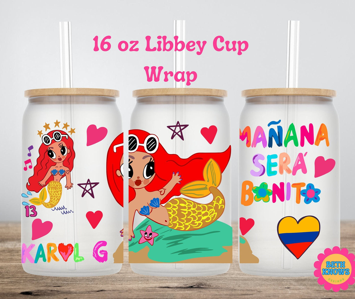 Karol G 16 oz Libbey cup wrap only