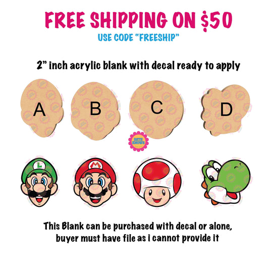 Mario n Bros Acrylic blank for badge reel,Acrylic shapes