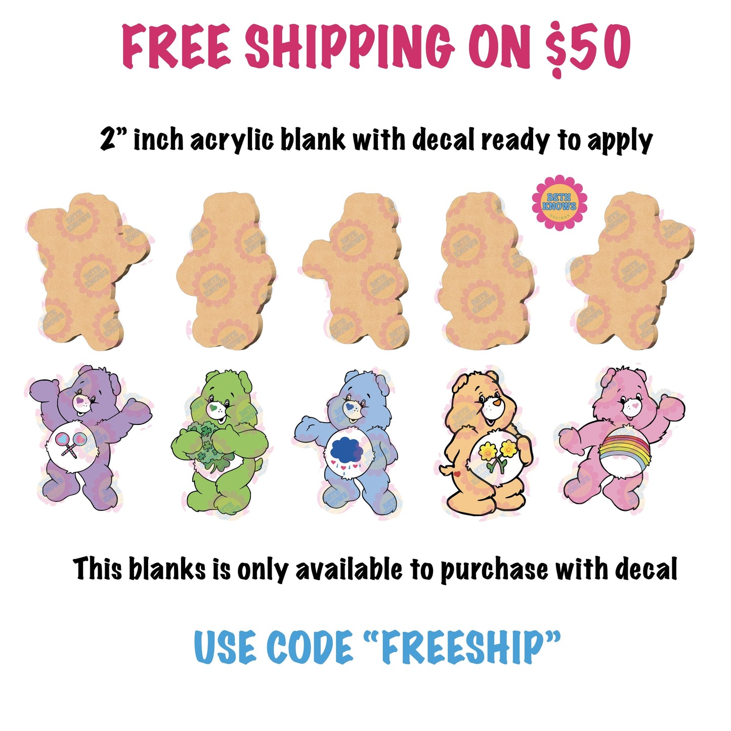 Cute Bears Acrylic blanks with decal