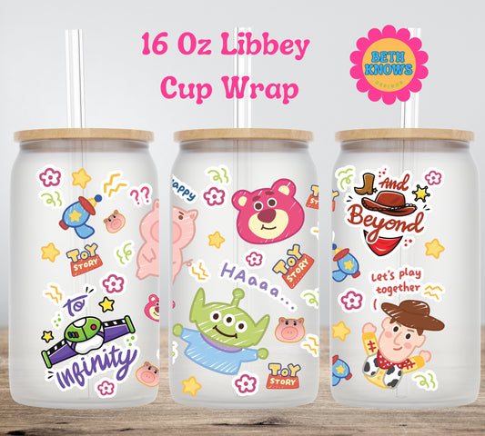 toy story  16 oz Libbey cup wrap only