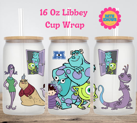 monsters inc  16 oz Libbey cup wrap only